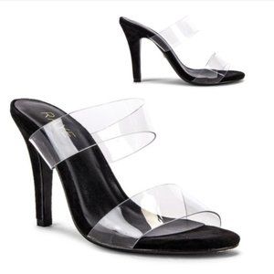 RAYE Clear PVC & Black Suede Lina Heel in Black